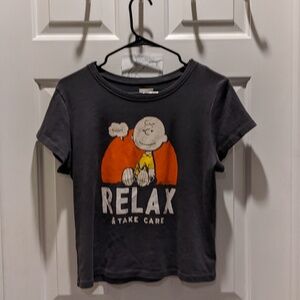 Peanuts Charlie Brown Tee Women's XL NWOT Soft Gray Relax Graphic T-shirt